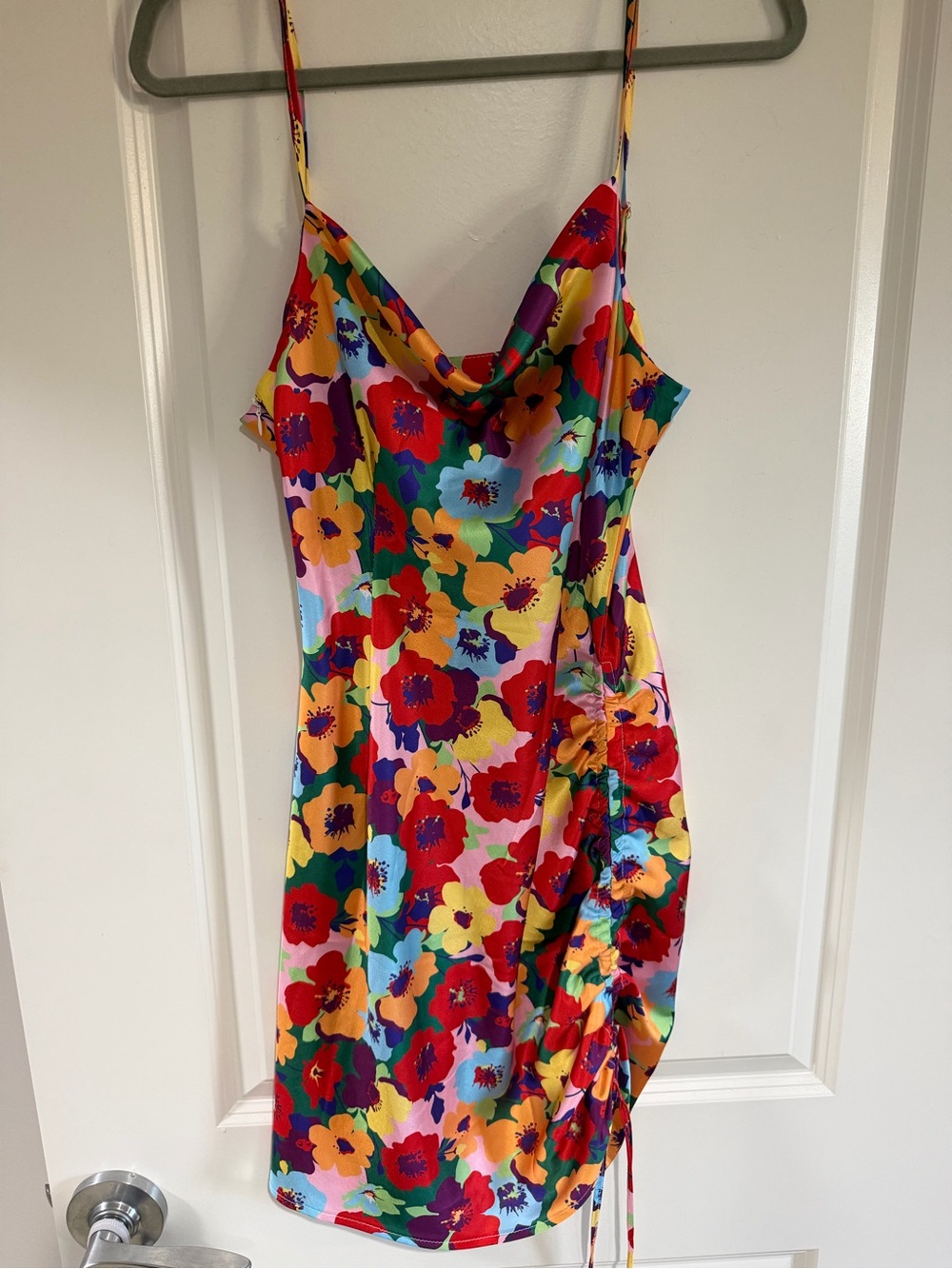 Bright Floral Cowl Neck Slip Dress